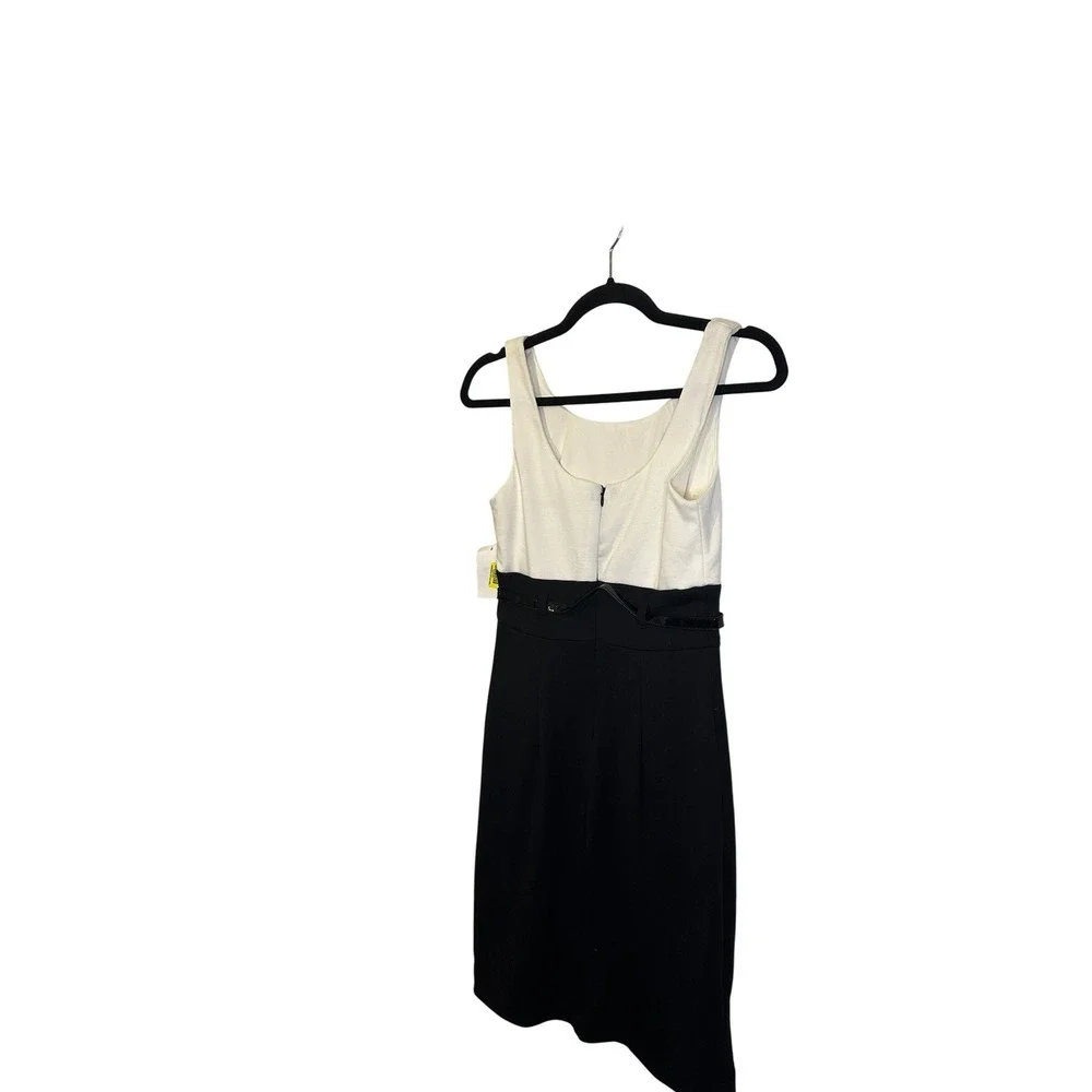 B Darlin Two Tone Black White Dress Belted Sheath Knee Length‎ Size 5 6